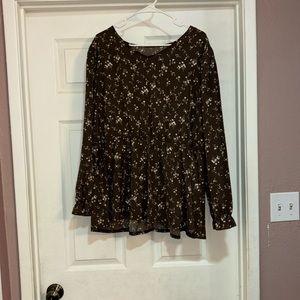 SHEIN empire waist ruffle sleeve ditsy floral blouse